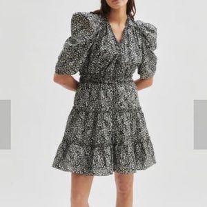 NWT Second Female Mikka Waist Dress Black Floral M